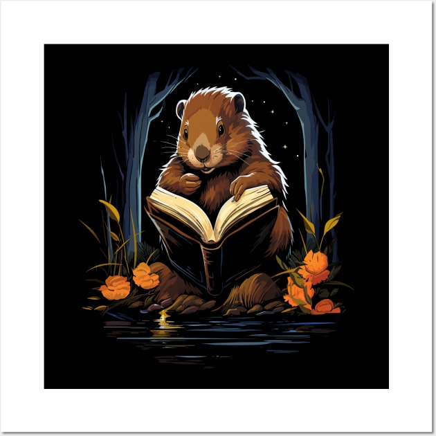 Beaver Reads Book Wall Art by JH Mart